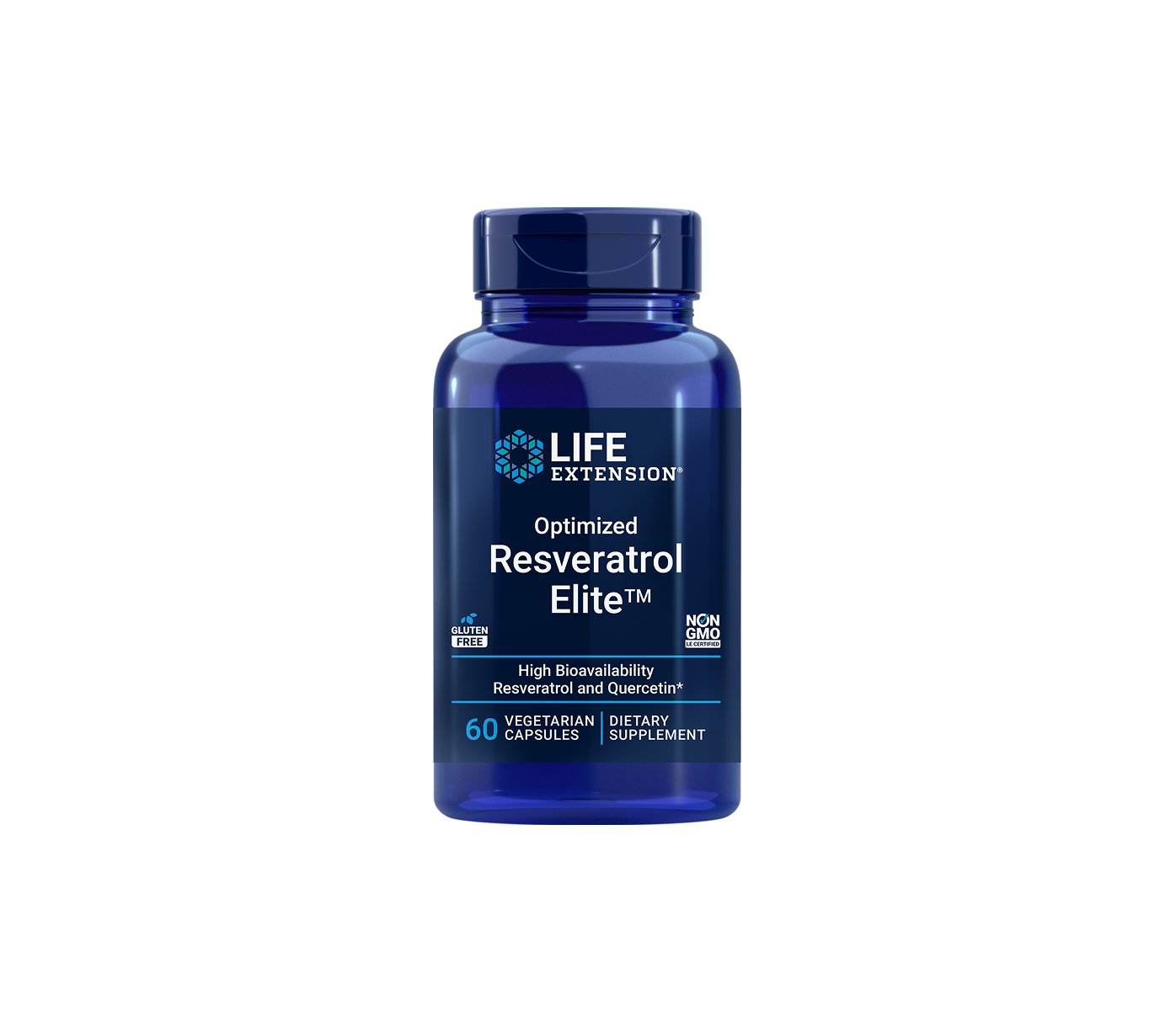 Envase de Optimized Resveratrol Elite de Life Extension, cápsulas orales
